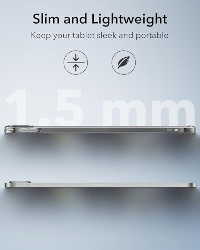 ESR for iPad Pro 13 inch Case M5/M4 (2025/2024), Thin and Lightweight, Shock and Drop Protection, Yellowing Resistant, Hard Back, Supports Pencil Pro and Pencil(USB-C), Classic Series, Clear Black