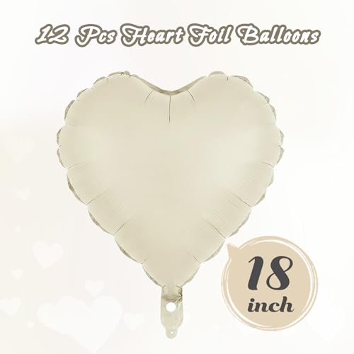 Image of 12 Pcs Cream Heart Balloons,18 Inch Heart Foil Balloons Love Balloon Valentine Balloon for Birthday Party Wedding Engagement Party Baby Shower Valentine Day Decorations