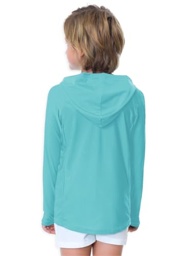 Image of AOBUTE Unisex Kids Long Sleeve Hoodie Rash Guard Boys UPF 50+ Swim Top with Thumb Hole 3-12 Years