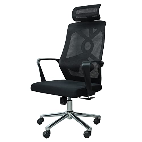 Image of Lakdi The Furniture Co High Back Director & Executive Mesh Chair with Height Adjustable & Revolving Chair and Head Rest Support Premium Design & Metal Legs Base Chorme Finish -(132288 ISL707)