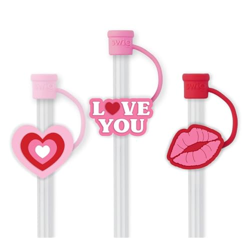 Swig Life Silicone Straw Toppers Set for Cups & Tumblers, Sweethearts