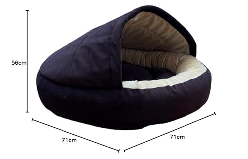 Image of GDB Cotton Premium Cozy Covered Pet Bed for Cats and Small Dogs Soft, Washable, Cave-Style Sleeping Bed with Anti-Slip Bottom (Brown Black, L)