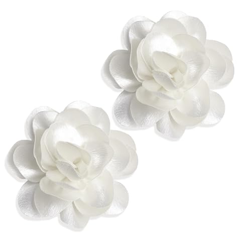 Image of 2Pack 6inch Extra Large Satin Brooches Lapel Pins Dainty Elegant Fabric Camellia Rose Flower Brooch Pin for Women Wedding Part Dance Clothes Accessories Jewelry
