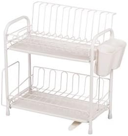 〔8個セット〕 水切りかご 水切りラック 幅39.5cm&times;奥行21cm スリムタイプ 2段 排水ノズル付きトレー アレスタ キッチン