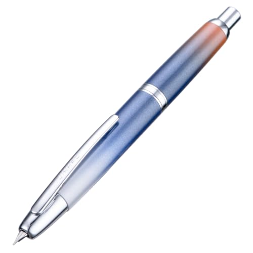 Image of Jinhao 10 Press Fountain Pen with Box, Gradient Dark Blue Retractable Fine Nib with Ink Converter Set (Silver Clip)