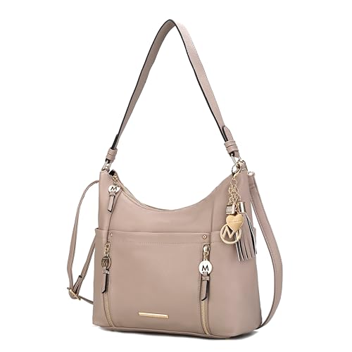 MKF Collection Bolsa de ombro feminina, transversal de couro vegano, bolsa carteiro Hobo Fashion, Rubi marfim, Large