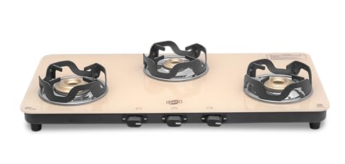 Jyoti Urban Mocha 3 Burner Gas Stove Glass Top | Direct Flame Forged Brass Burners | Beige Toughened Glass with 5-Year Manufacturer Warranty | Easy... - Image 7