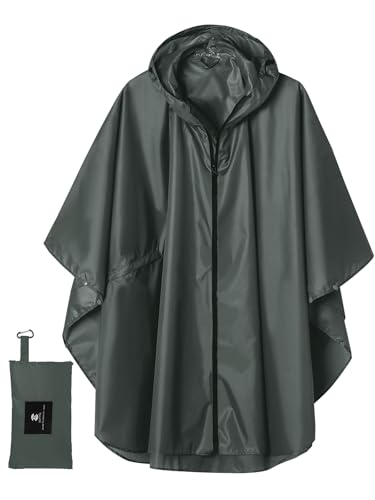 Image of SaphiRose Adult Rain Poncho Waterproof Hooded Zipper Raincoat with Pockets | OEKO-TEX Certified 100% Polyester, Lightweight Packable Storage Pouch, Heat-Sealed Seams, Quick-Dry for Outdoor Hiking