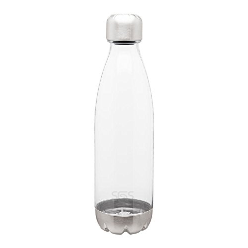 Simply Green Solutions 25 Ounce Cold Water Soda-Shaped Bottle with Stainless Lid and Bottle Base, Shatterproof Tritan Material for Durability, 10.5H x 2.75W Base x 1.25 Opening, Clear