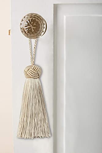 BEL AVENIR 8 Pcs Set Elegant Polyester Key Tassel Colorful Craft Tassels Charms Key Tassel for Christmas Tree DIY Craft Garland Project Wedding Home Party Decorations (Beige)