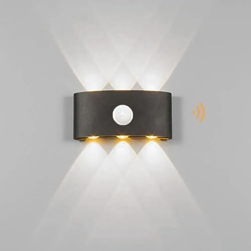 Aplique de pared exterior LED 12W negro con sensor de movimiento para terraza y balcón