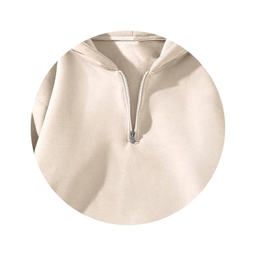 Wankang Mens Half Zip Fleece Hoodies Pullover Casual Trendy Hooded Sweatshirt Drop Shoulder Sweatshirts Loose Sportswear Top3