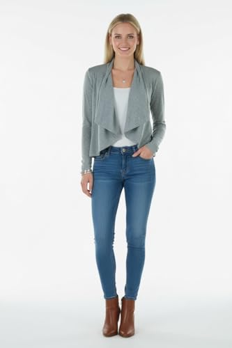 Image of ToBeInStyle Womens Open Front Long Sleeve Lightweight Asymmetrical Draped Cardigan with Side Pockets