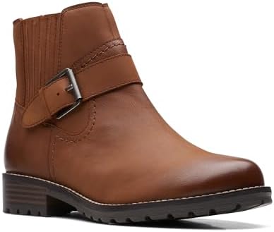 Clarks Women's ClarkwellStrap Ankle Boot, Dark Tan Leather, 7 | Image 7