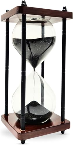 Image of Wooden Hourglass Set with Black Sand Timers - Ideal Decorative Gift for Home, Office, and Study - Antique Nautical Theme - Sand Clocks - Enhance Your Space with Classic Charm