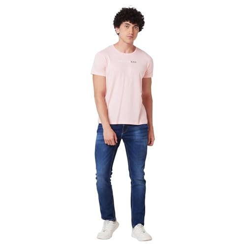Image of Spykar Men's Slim Fit Crew Neck Half Sleeve Solid Casual T-Shirt