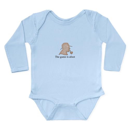 CafePress The Game is afoot Sherlock Holmes Mystery tee Long Cute Long Sleeve Infant Baby Bodysuit Romper
