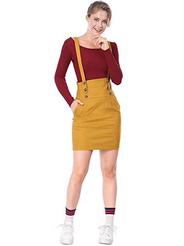 Allegra K Women's High Waist Suspender Adjustable Strap Party Pencil Braces Short Skirt Overalls3