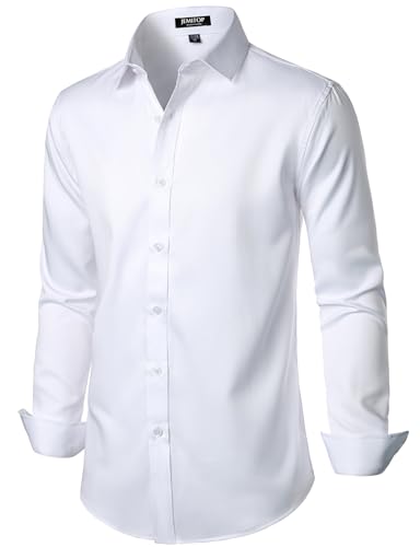 Men's Stretch Wrinkle Free Dress Shirts Formal Prom Wedding Long Sleeve Button Down Shirts3