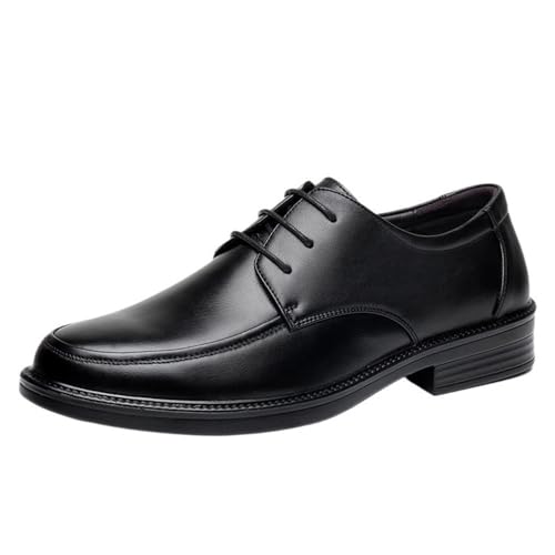 Mens Lace Up Oxford Shoes Black Leather Business Dress Shoes Classic Formal Office Wedding Work Shoes Comfortable Low Heel Footwear