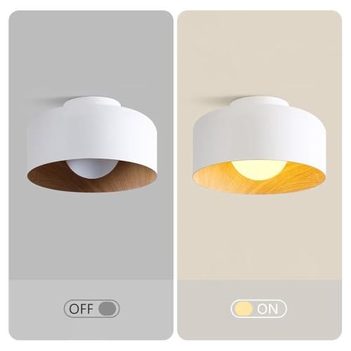 Lámpara de techo con veta de madera pequeña para iluminar techos bajos con estilo 7