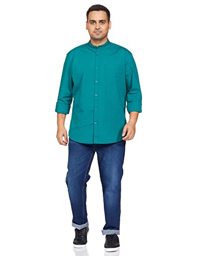 Image of Amazon Brand - Symbol Men's Solid Cotton Shirt | Chinese Collar | Casual | Plain | Full Sleeve | Summer-Regular Fit (Available in Plus Sizes)