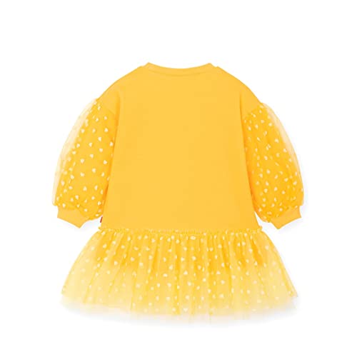 Ozkiz Girls Toddler Casual Yellow Tutu Long Sleeve Dress with Strawberry Bag2
