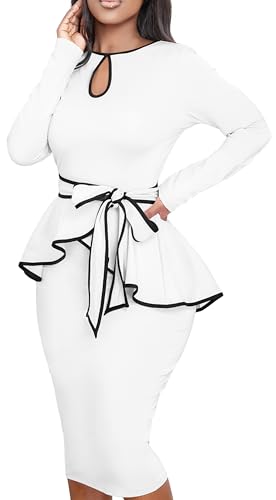 Image of Women's Bodycon Vintage Dresses Elegant Peplum Dresses for Women Business Work Office