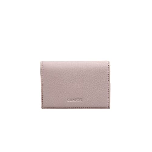 grande 3601 Genuine Leather Card Holder For Women and Men Slim Minimalist Card Case Small Magnetic Wallet (Pale Pink)