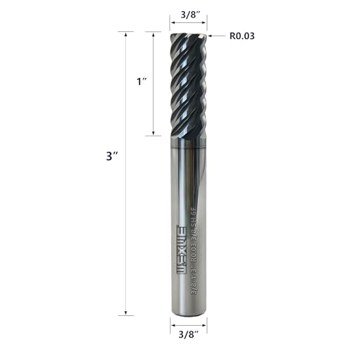 Image of Tools Carbide End Mills,6 Flute Corner Radius Milling Cutter,High Helix Angle for High Hardness Steel Finshing Milling Processing - 3 /8 Shank (3 /8-3 inch 1PCS)