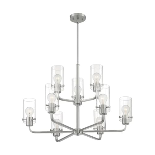 Image of Nuvo 60 /7179 Sommerset 9-Light Chandelier with Clear Glass, Brushed Nickel Finish
