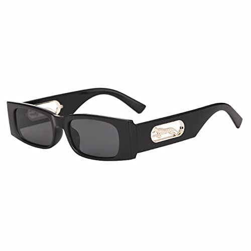 Lunettes de soleil rectangulaires léopard UV400 pour homme et femme