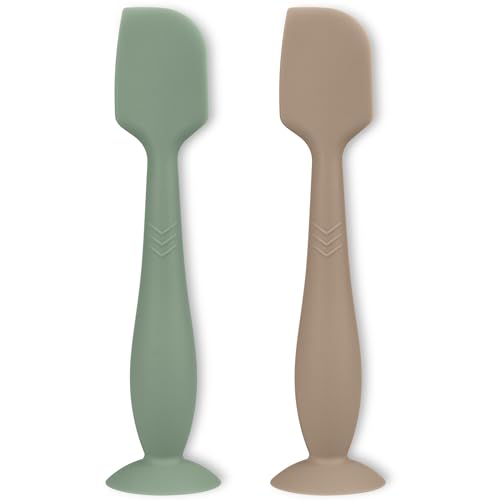 Image of Diaper Cream Applicator Set - Soft Silicone Baby Butt Brush with Suction Base, Baby Butt Spatula, Full Size - Newborn Baby Essentials (2Packs-Natural/Sage)