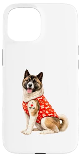 American Akita Dog Mom | I Love Mom ���킢���q�� �X�}�z�P�[�X iPhone 15 �p