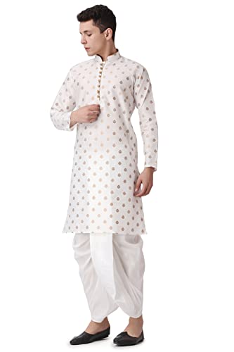Image of Royal Kurta Men's Silk Blend Printed Kurta Dhoti Set