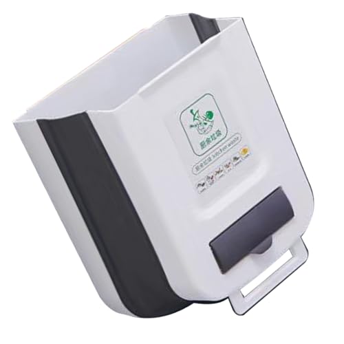 VANZACK Cubos Basura Cocina Plegable Pared Contenedor Colgante Plástico Resistente Cesta Basura Compacto para Armario y Fregadero Diseño Moderno y Ahorro Espacio Color Blanco Gris
