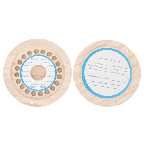 Homoyoyo Caja Redonda de Madera Natural para Dientes de Leche y Cabello Fetal, Estuche Conmemorativo para Bebés, Almacenamiento Portátil y Duradero