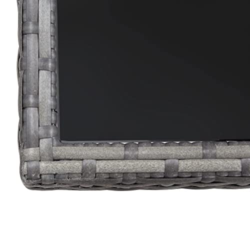Mesa de jardín elegante en polirratán gris resistente a rayos UV 6