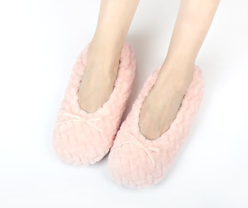 Image of Keyela Women's Ballerina Slippers,Non-Slip Bedroom Slippers Socks | Soft fuzzy slipper socks for ladies Indoor home slippers Cozy sock slippers Ballet Slippers