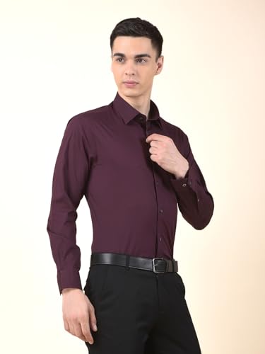 Image of Cantabil Formal Shirt for Men | Breathable & Soft with Color Fastness Regular Cotton Fabric Solid Pattern (P MSHF00364H)