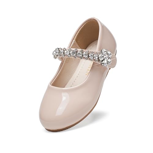Image of PHIRAMIN Toddler Flower Girl Glitter Dress Shoes Little Girl Ballet Flats Bow Wedding Party