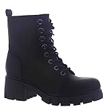 MIA Womens Mila Combat Boots Ankle Low Heel 1-2' - Black - Size 6.5 B