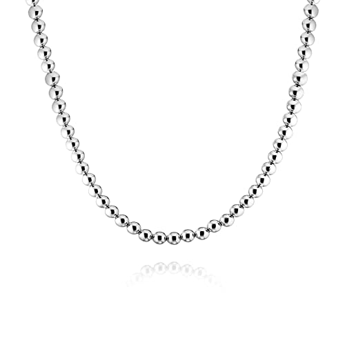 Savlano 925 Sterling Silver 5MM Handmade Bead Ball Strand Chain Necklace For Women - Made in Italy Comes With a Gift Box