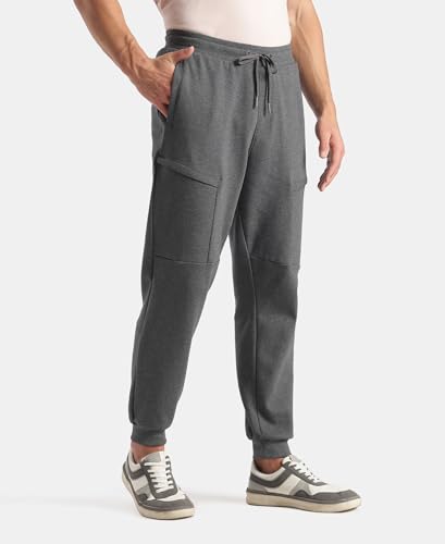 Image of Jockey AM72 Men Super Combed Cotton Rich Regular Fit Jogger with Zipper Pockets