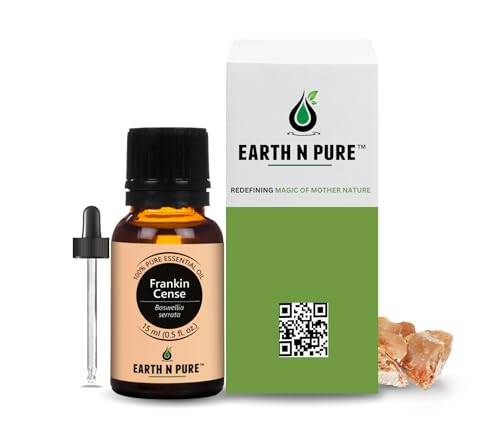 Image of Earth N Pure Frankincense Essential Oil (Loban Oil) Undiluted, Natural and Therapeutic Grade with Glass Dropper -15 ml
