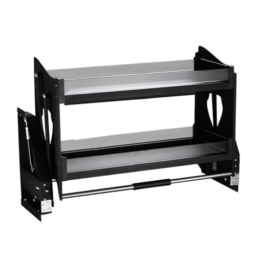 プルダウンシェルフ、キッチン上部壁キャビネット収納オーガナイザー、2段式高耐久シェルフリフティングバスケット、キッチンバーコーヒーキャビネット用(650mm Cabinet)