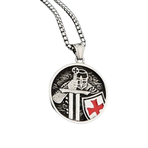 YUGSHNKFC Collar con colgante de caballero vintage, amuleto de acero inoxidable, joyería para el cuello, collar de cadena punk, adecuado para hombres, 70cm, acero de titanio