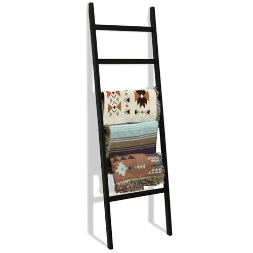 FUIN 6.4ft Extra Wide Wooden Blanket Ladder Living Room Decorative