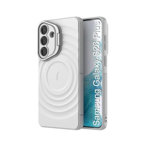 Image of LuxuryKase Shockproof Case for Samsung Galaxy S26 Plus | Ripple Pattern | Camera Protection | Inner Velvet Fabric Lining | Protective Cover with Enhanced Grip & Wireless Charging Support - White