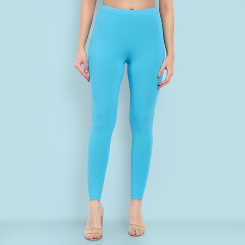 Image of ONE SKY Women Full Length Leggings | Cotton Modal Spandex Blend | High Waist Stretchable & Bio-Washed Fabric | Colour-Lock Technology | Comfortable Leggings for Women